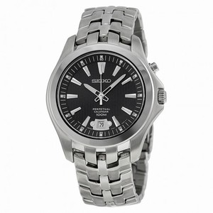 Seiko Perpetual Black Dial Stainless Steel Men's Watch SNQ101