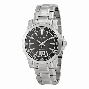 Seiko Premier Black Dial Stainless Steel Men's Watch SUR015