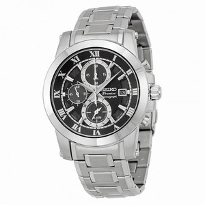 Seiko Premier Chronograph Black Dial Stainless Steel Men's Watch SNAF31