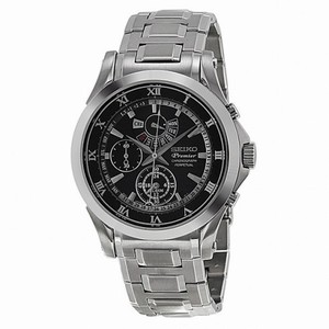 Seiko Premier Chronograph Black Dial Stainless Steel Men's Watch SPC051