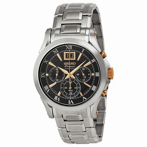 Seiko Premier Chronograph Black Dial Stainless Steel Quartz Men's Watch SPC064