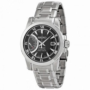 Seiko Premier Kinetic Black Dial Stainless Steel Bracelet Men's Watch SRG009