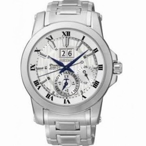 Seiko Premier Kinetic Perpetual Silver Dial Stainless Steel Men's Watch SNP091