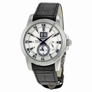 Seiko Premier Kinetic White Dial Grey Leather Men's Watch SNP115