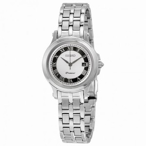 Seiko Premier Silver and Black Dial Stainless Steel Ladies Watch SXDE41