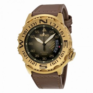 Seiko Prospex Green Dial Brown Leather Strap Men's Watch SRP580