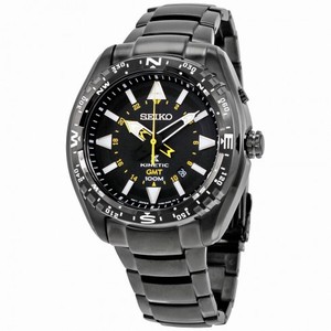 Seiko Prospex Kinetic Black Dial Black Ion-plated Men's Watch SUN047