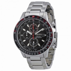 Seiko Prospex Solar Black Dial Chronograph Stainless Steel Men's Watch SSC007