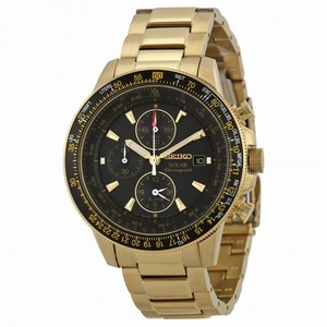 Seiko Prospex Solar Black Dial Gold Tone Stainless Steel Men's Watch SSC008