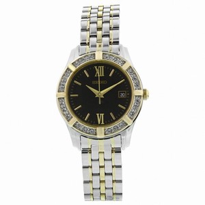 Seiko Quartz Crystal Bezel Black Dial Ladies Watch SXDE52