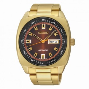 Seiko Recraft Brown Dial Gold-Tone Stainless Steel Automatic Men's Watch SNKM98
