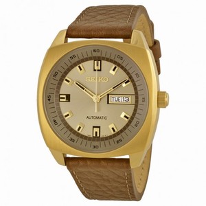 Seiko Recraft Mechanical Champagne Dial Brown Leather Men's Watch SNKN02
