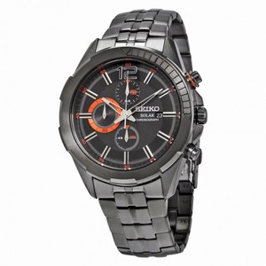Seiko Recraft Solar Chronograph Black Dial Black Ion-plated Men's Watch SSC383