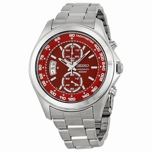 Seiko Red Dial Chronograph Stainless Steel Men's Watch SNN253
