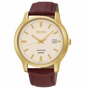 Seiko Sapphire Beige Dial Brown Leather Men's Watch SGEH44
