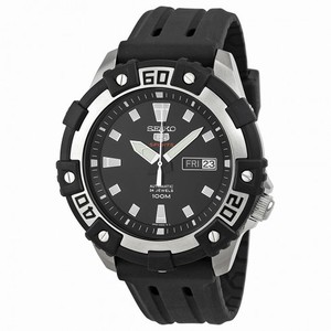 Seiko Series 5 Automatic Black Dial Black Rubber Men's Watch SRP475
