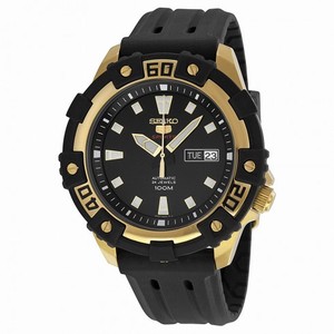 Seiko Series 5 Black Dial Black Rubber Men's Watch SRP478