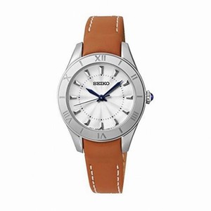 Seiko Silver Dial Brown Leather Ladies Watch SRZ431P2
