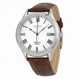 Seiko Silver Dial Brown Leather Men's Watch SGEG97