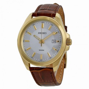 Seiko Silver Dial Brown Leather Men's Watch SUR064P2