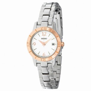 Seiko Silver Dial Rose Gold-tone Bezel Ladies Watch SXDE36