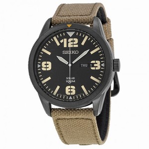 Seiko Solar Black Dial Beige Nylon Men's Watch SNE331