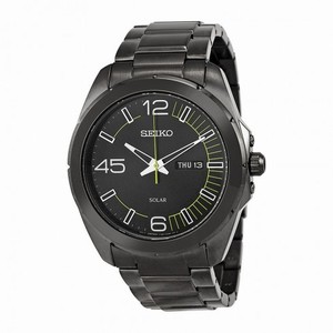 Seiko Solar Black Dial Black IP Stainless Steel Men's Watch SNE275