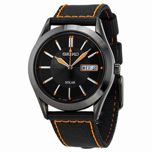 Seiko Solar Black Dial Black PVD Men's Watch SNE237