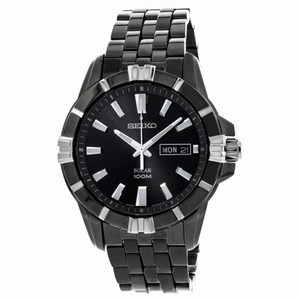 Seiko Solar Black Dial Black PVD Stainless Steel Men's Watch SNE177