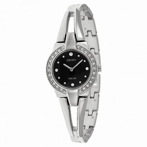 Seiko Solar Black Dial Stainless Steel Ladies Watch SUP205