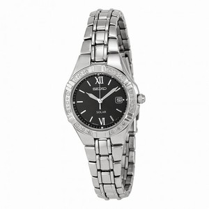 Seiko Solar Black Dial Stainless Steel Ladies Watch SUT067