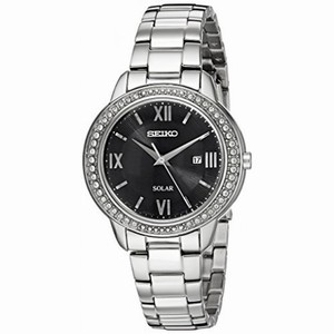 Seiko Solar Black Dial Stainless Steel Ladies Watch SUT245