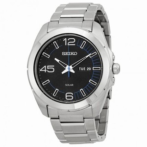 Seiko Solar Black Dial Stainless Steel Men's Watch SNE277P2