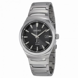 Seiko Solar Black Dial Stainless Steel Men's Watch SNE291