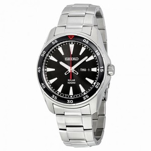 Seiko Solar Black Dial Stainless Steel Men's Watch SNE393