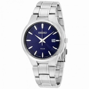 Seiko Solar Black Dial Stainless Steel Men's Watch SNE403