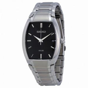 Seiko Solar Black Dial Stainless Steel Men's Watch SNE333