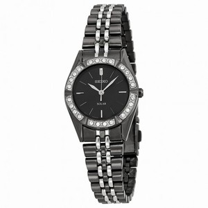 Seiko Solar Black Dial Two-Tone Stainless Steel Ladies Watch SUP203