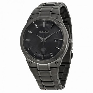 Seiko Solar Black Sunray Dial Black Ion-plated Men's Watch SNE325