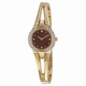 Seiko Solar Brown Dial Gold-plated Ladies Watch SUP208