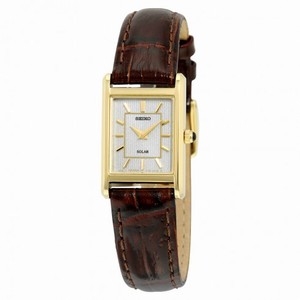 Seiko Champagne Dial Brown Leather Ladies Watch SUP252