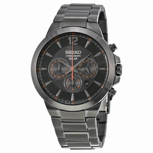 Seiko Solar Chronograph Black Dial Black Ion-Plated Stainless Steel Men's Watch SSC323
