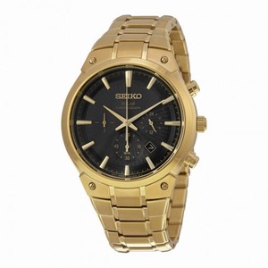 Seiko Solar Chronograph Black Dial Gold-tone Men's Watch SSC320