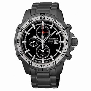Seiko Solar Chronograph Black Dial Gunmetal Ion-plated Men's Watch SSC301
