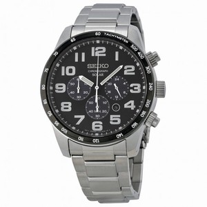 Seiko  Solar Chronograph Black Dial Stainless Steel Men's Watch SSC229