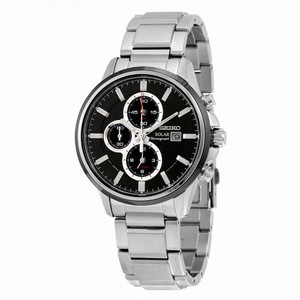 Seiko Solar Chronograph Black Dial Stainless Steel Men's Watch SSC255