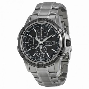 Seiko Solar Chronograph Black Dial Stainless Steel Men's Watch SSC147