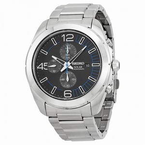 Seiko Solar Chronograph Black Dial Stainless Steel Men's Watch SSC214