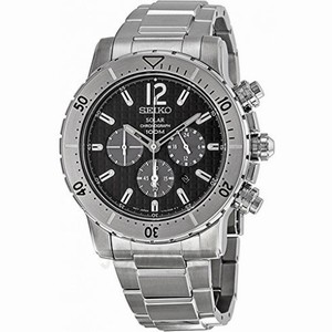 Seiko Solar Chronograph Black Dial Stainless Steel Men's Watch SSC223P1
