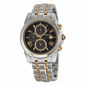 Seiko Solar Chronograph Black Dial Two-tone Men's Watch Watch SSC194